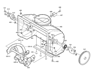 Auger Housing Diagram and Parts List for 620301X4D 2001 Briggs and Stratton Snow Blower